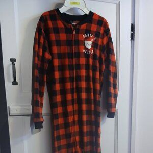 Carter's "Santas helper" Black and Red Plaid One Piece Pajamas Size 12